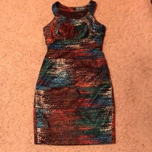 Turquoise, Orange, Brown Semi-formal Dress